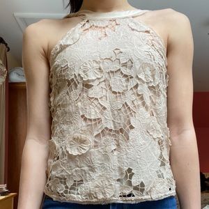 BCBGMaxAzria NWT Cream Floral Sleeveless Blouse